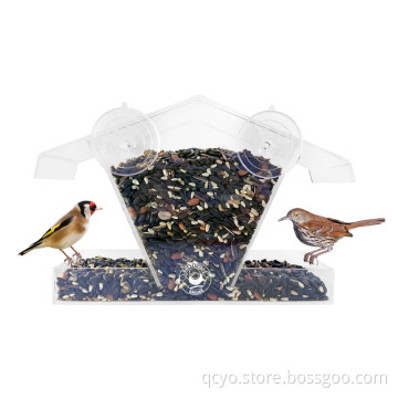 Acrylic Window Bird Feeder. Sliding Roof. Super Strong Suction Cup Design Secures the Bird House on the Window.